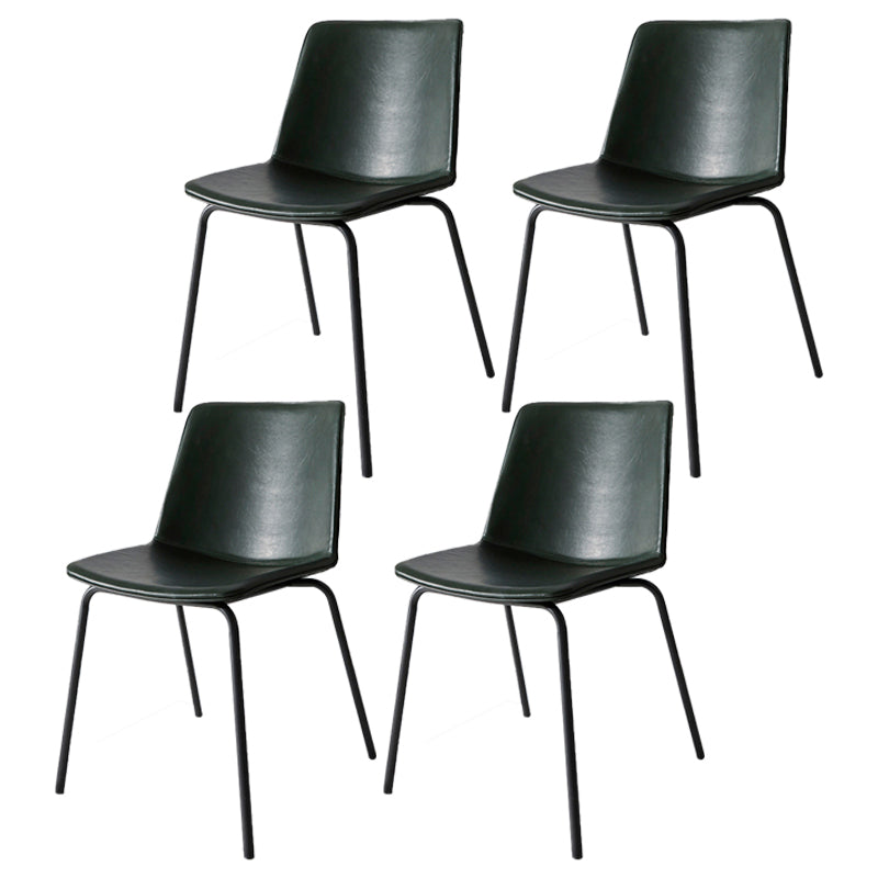 Chaise de salle à manger industrielle en métal, chaises latérales rembourrées sans accoudoirs en cuir pour usage domestique