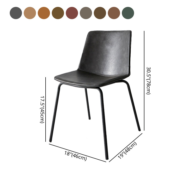 Chaise de salle à manger industrielle en métal, chaises latérales rembourrées sans accoudoirs en cuir pour usage domestique