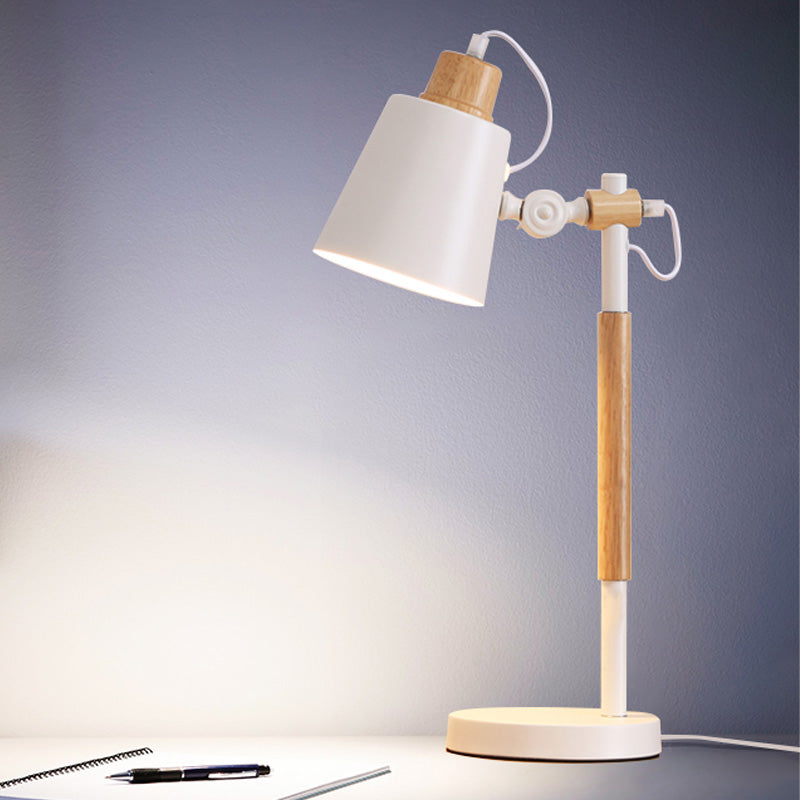 1 Kopfstudienaufgabenbeleuchtung modernistischer weißer/schwarzer kleiner Schreibtischlampe mit konischem Metallschatten