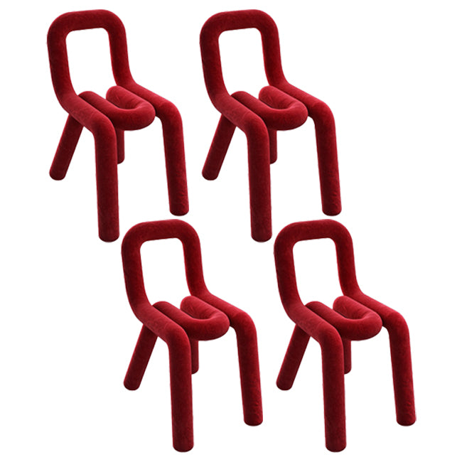 Juego de sillas de terciopelo de estilo moderno, silla de cocina y comedor con parte trasera abierta