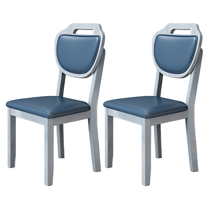 Silla lateral escandinava interior tapizada de madera Silla de comedor con respaldo abierto
