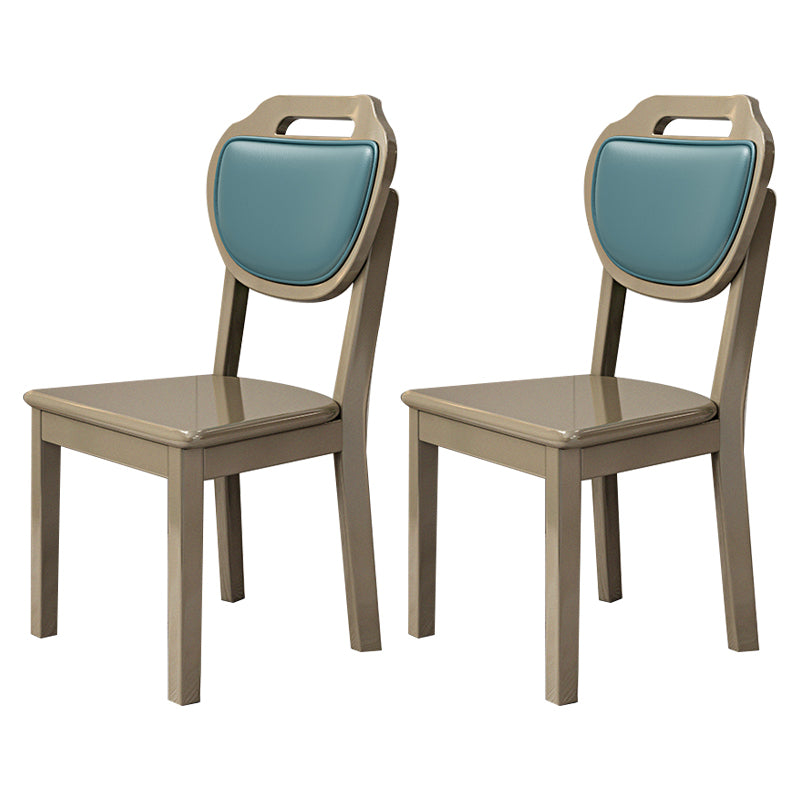 Silla lateral escandinava interior tapizada de madera Silla de comedor con respaldo abierto