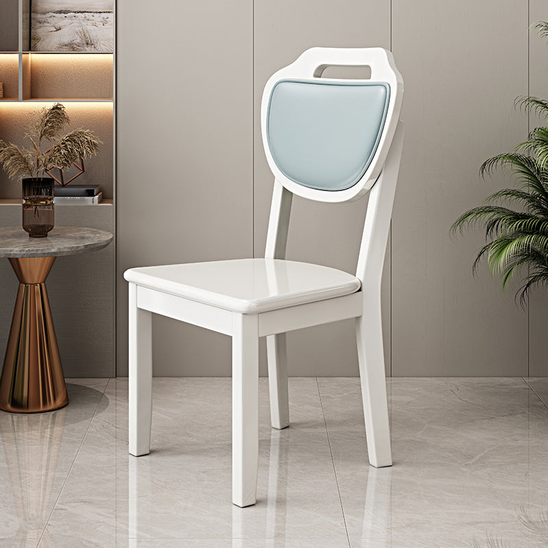 Silla lateral escandinava interior tapizada de madera Silla de comedor con respaldo abierto