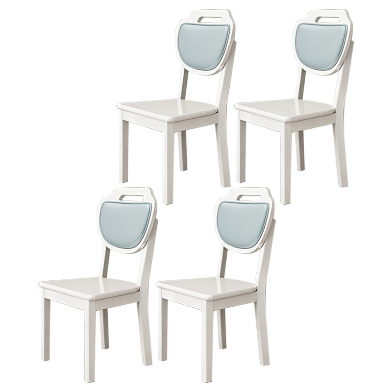 Silla lateral escandinava interior tapizada de madera Silla de comedor con respaldo abierto