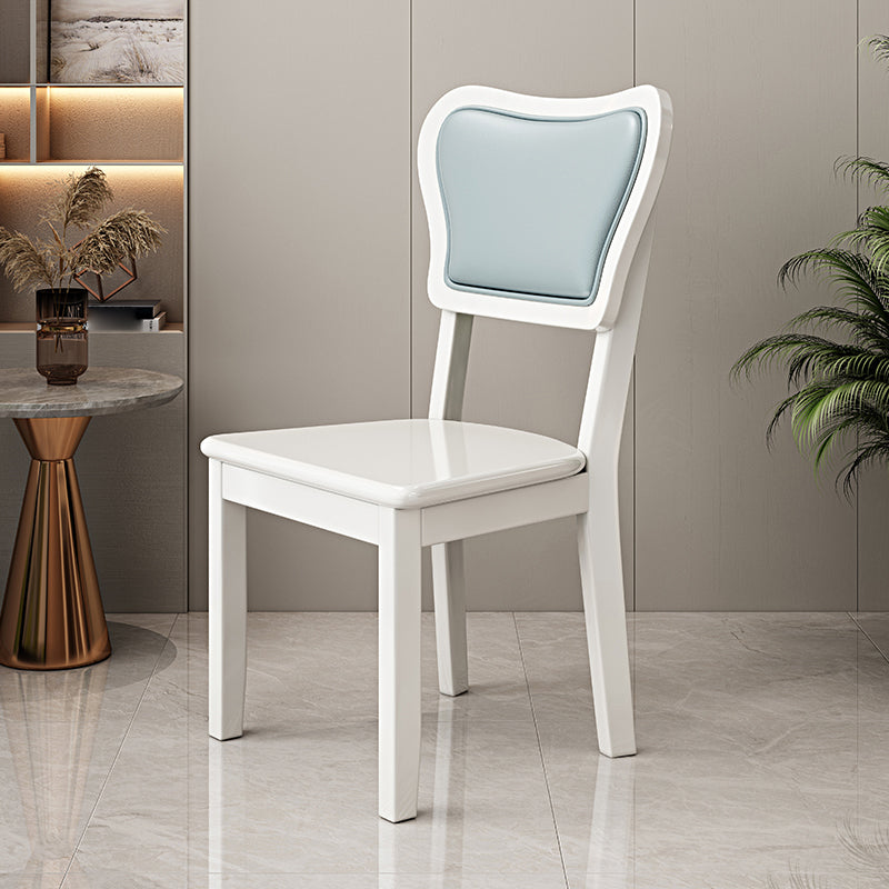 Silla lateral escandinava interior tapizada de madera Silla de comedor con respaldo abierto