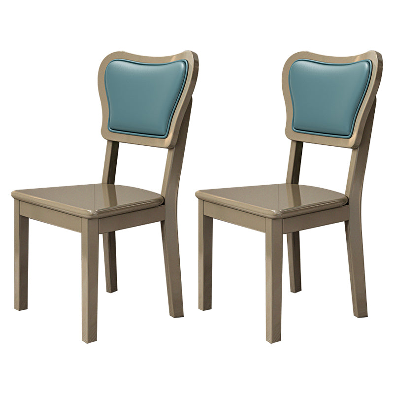 Silla lateral escandinava interior tapizada de madera Silla de comedor con respaldo abierto