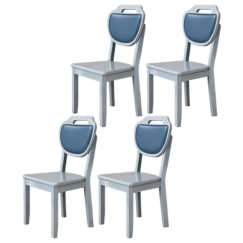 Silla lateral escandinava interior tapizada de madera Silla de comedor con respaldo abierto