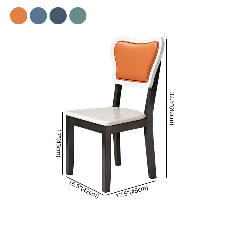 Silla lateral escandinava interior tapizada de madera Silla de comedor con respaldo abierto