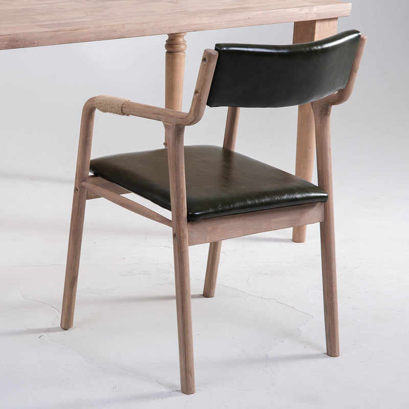 Silla de comedor tapizada de madera con respaldo abierto, sillón de estilo rural interior, individual