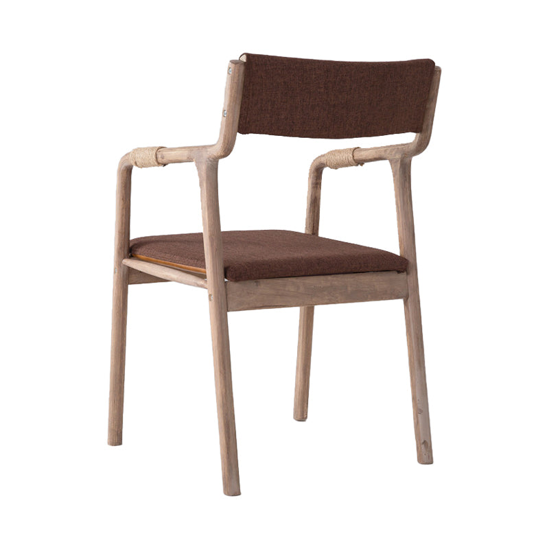 Fauteuil de style campagnard d'intérieur, chaise de salle à manger simple rembourrée en bois à dossier ouvert