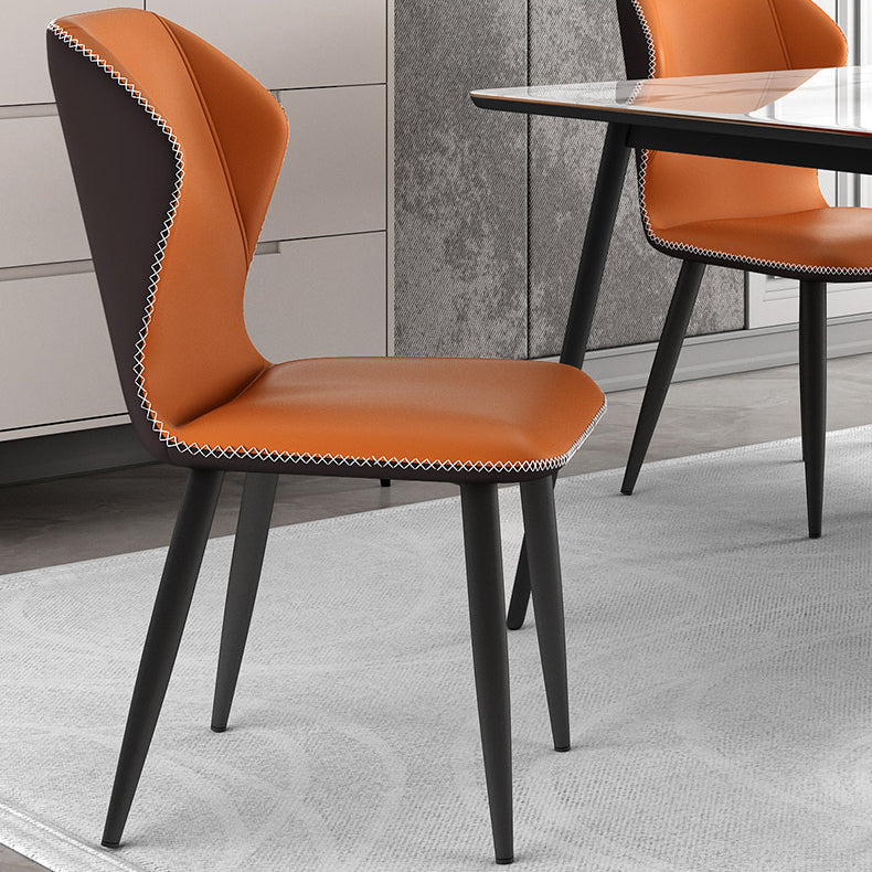 Chaises de salle à manger sans accoudoirs rembourrées à oreilles, chaises d'appoint avec pieds en métal