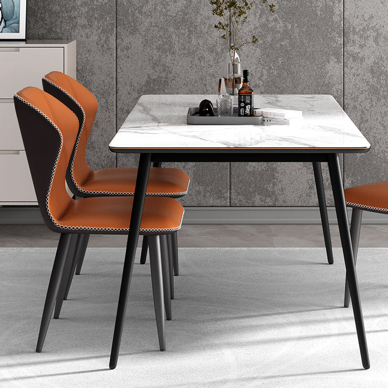 Chaises de salle à manger sans accoudoirs rembourrées à oreilles, chaises d'appoint avec pieds en métal