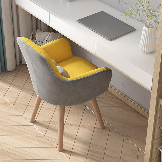 Fauteuil de salle à manger rembourré Fauteuil à dossier solide avec pieds en bois (Ensemble de 2)
