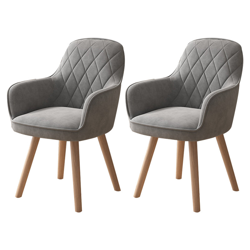 Fauteuil de salle à manger rembourré Fauteuil à dossier solide avec pieds en bois (Ensemble de 2)