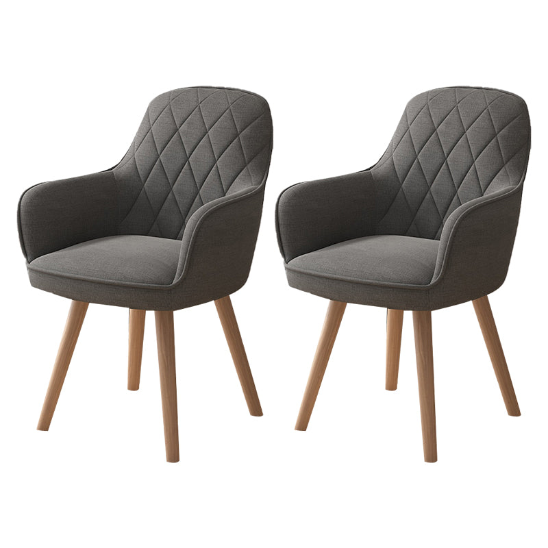 Fauteuil de salle à manger rembourré Fauteuil à dossier solide avec pieds en bois (Ensemble de 2)