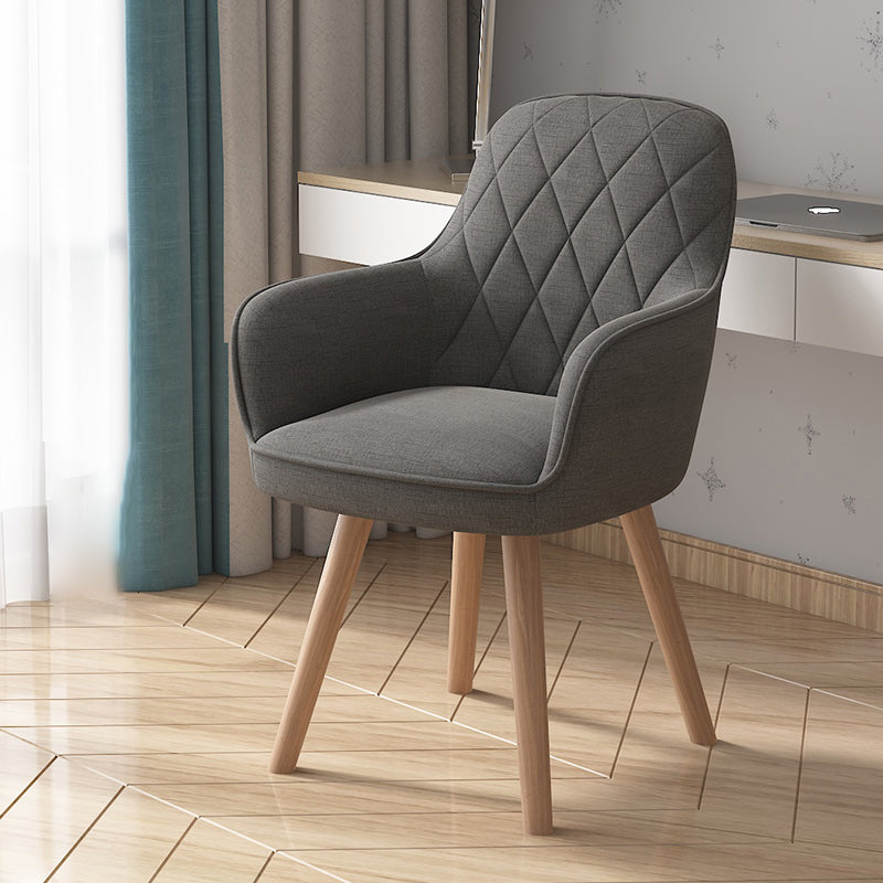 Fauteuil de salle à manger rembourré Fauteuil à dossier solide avec pieds en bois (Ensemble de 2)