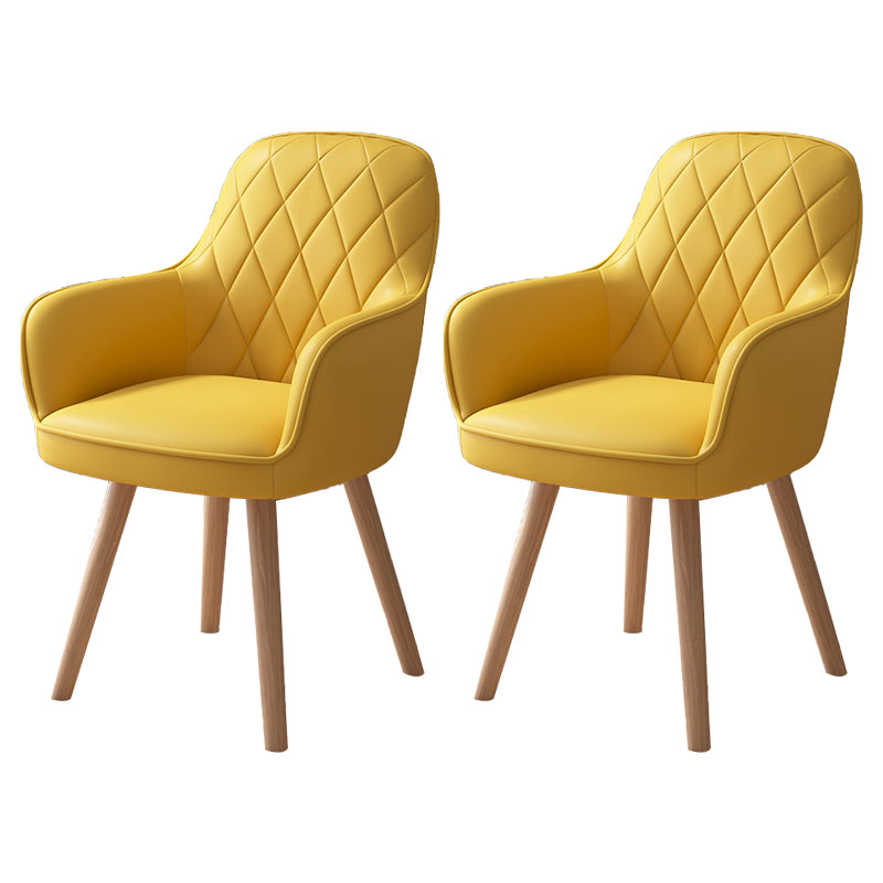 Fauteuil de salle à manger rembourré Fauteuil à dossier solide avec pieds en bois (Ensemble de 2)