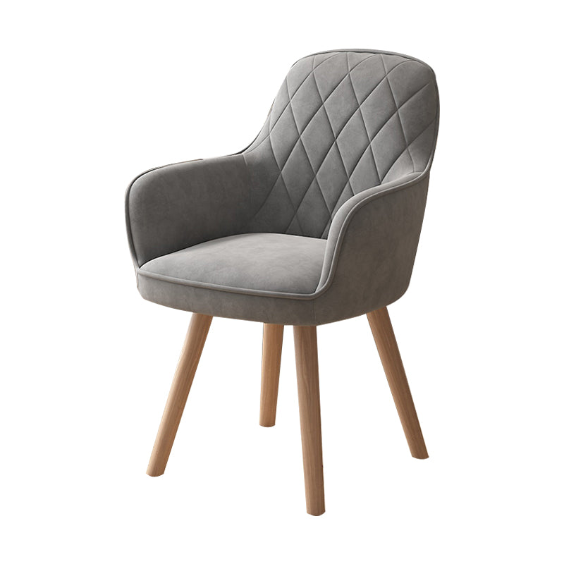 Fauteuil de salle à manger rembourré Fauteuil à dossier solide avec pieds en bois (Ensemble de 2)