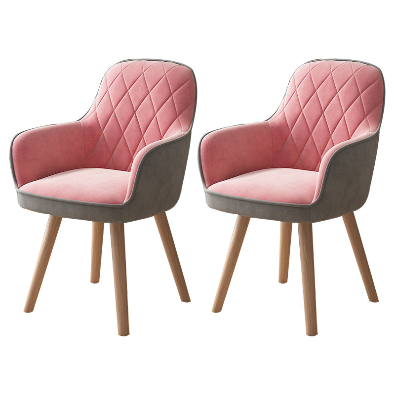 Fauteuil de salle à manger rembourré Fauteuil à dossier solide avec pieds en bois (Ensemble de 2)