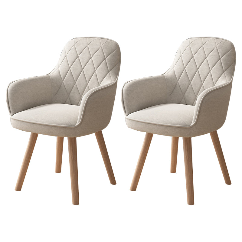 Fauteuil de salle à manger rembourré Fauteuil à dossier solide avec pieds en bois (Ensemble de 2)