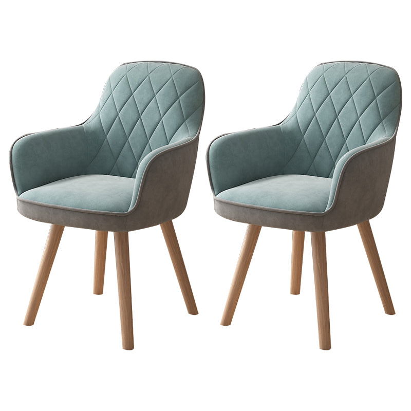 Fauteuil de salle à manger rembourré Fauteuil à dossier solide avec pieds en bois (Ensemble de 2)