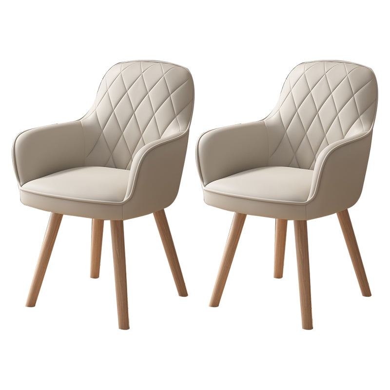 Fauteuil de salle à manger rembourré Fauteuil à dossier solide avec pieds en bois (Ensemble de 2)