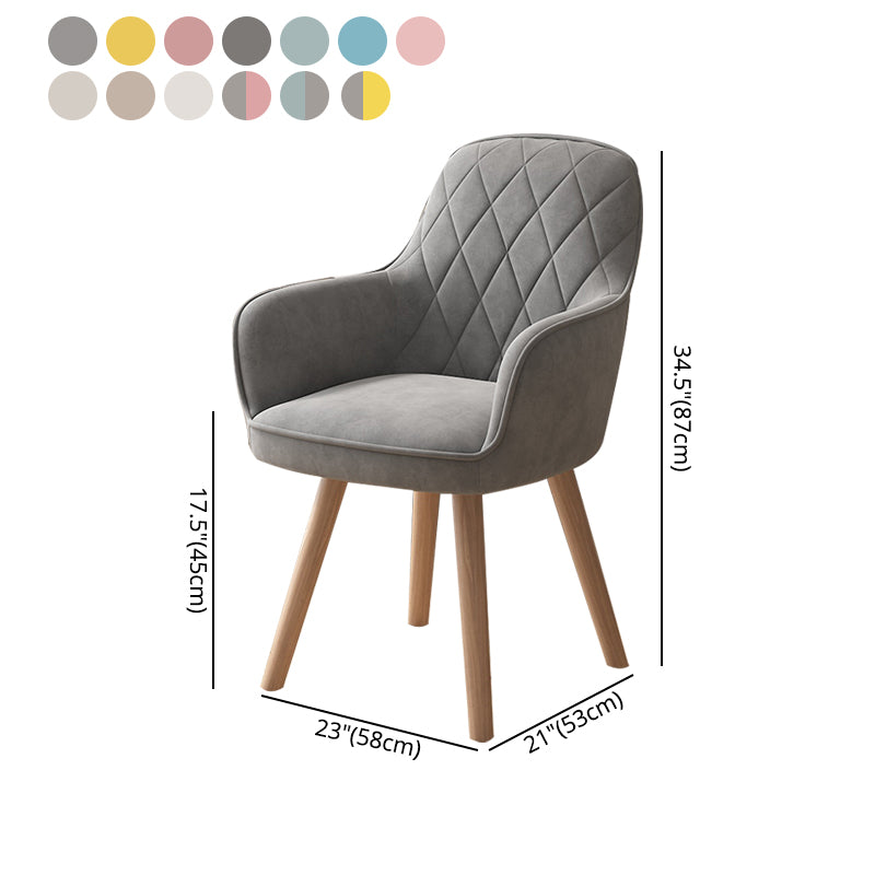 Fauteuil de salle à manger rembourré Fauteuil à dossier solide avec pieds en bois (Ensemble de 2)
