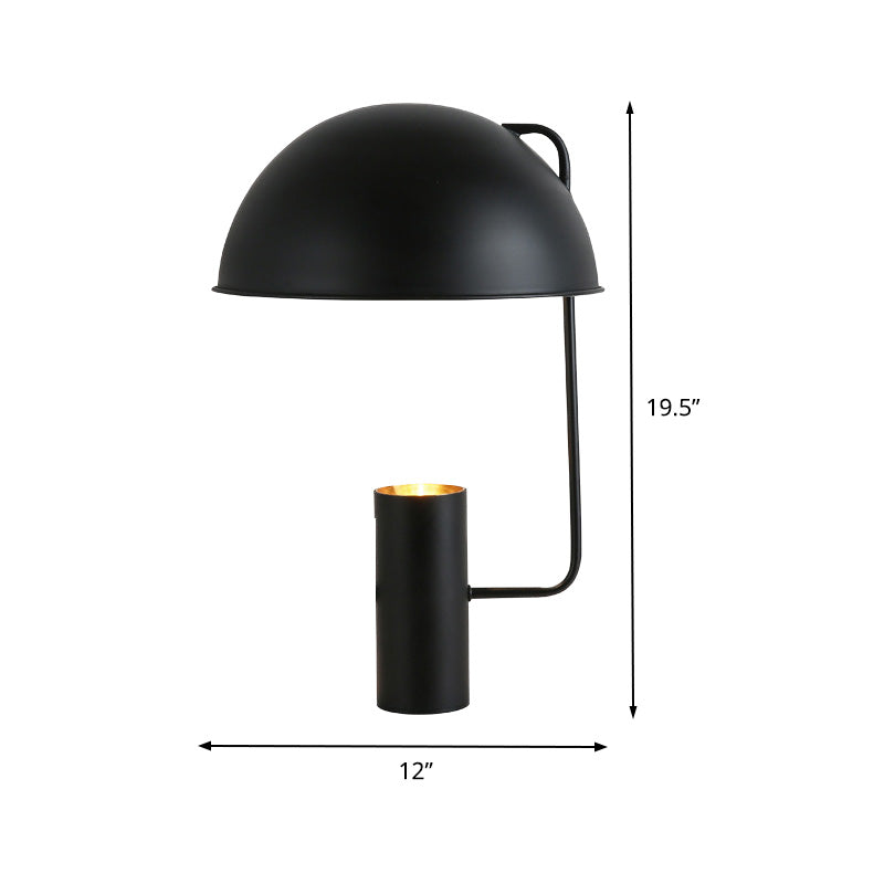 Lámpara de mesa de noche Hemisphere, luz de libro de lectura de 1 bombilla de metal contemporáneo en negro