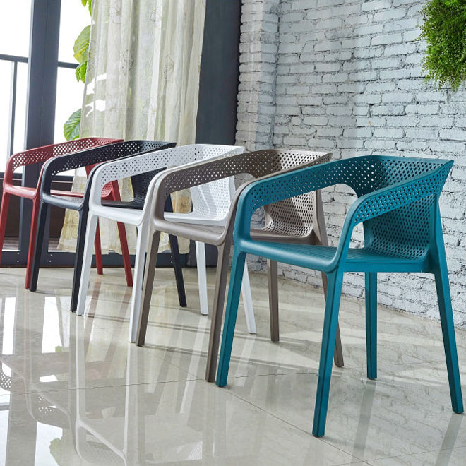 Ensemble de chaises de cuisine à manger avec bras arrière solide, chaises en plastique de style contemporain
