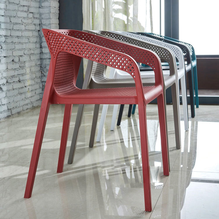Ensemble de chaises de cuisine à manger avec bras arrière solide, chaises en plastique de style contemporain