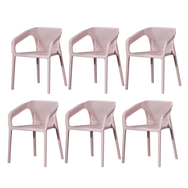 Ensemble de chaises de cuisine à manger avec bras arrière solide, chaises en plastique de style contemporain
