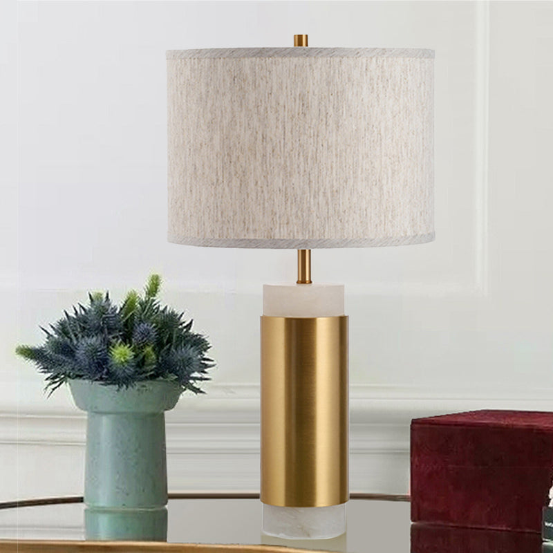 Lampe de Table de nuit en tissu, simplicité, 1 tête, éclairage de Table de chevet en métal et lin pour chambre à coucher