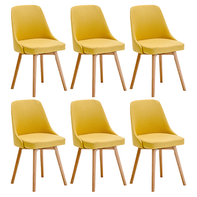 Chaises de salle à manger rembourrées sans accoudoirs Chaises de salle à manger latérales scandinaves avec pieds en bois