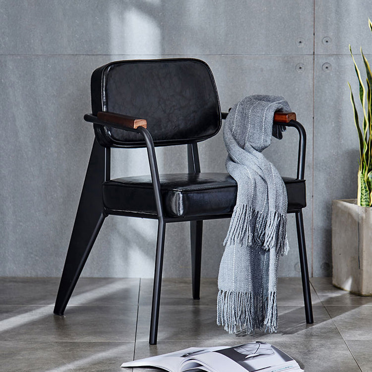 Chaise de salle à manger industrielle en métal, bras ouvert, chaise latérale de salle à manger pour usage domestique