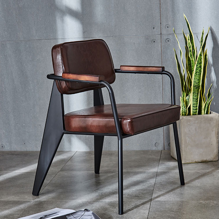 Chaise de salle à manger industrielle en métal, bras ouvert, chaise latérale de salle à manger pour usage domestique
