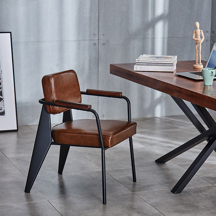 Chaise de salle à manger industrielle en métal, bras ouvert, chaise latérale de salle à manger pour usage domestique