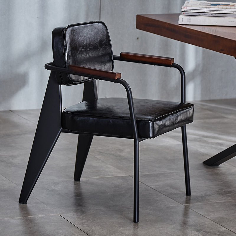 Chaise de salle à manger industrielle en métal, bras ouvert, chaise latérale de salle à manger pour usage domestique