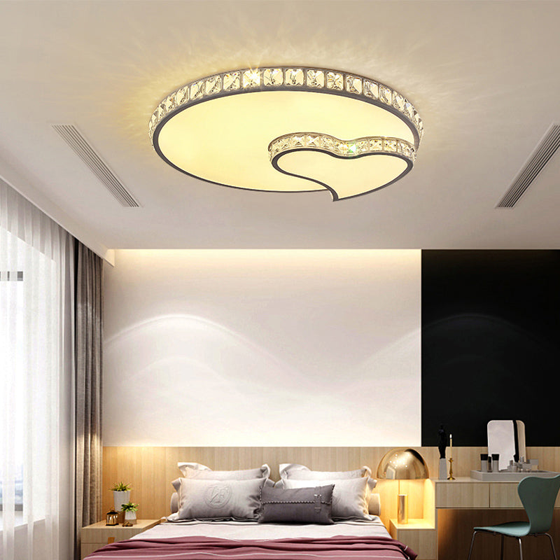 Crystal Geometric LED Flush Mount in Modern Luxury Style Stainless-Steel Ceiling Fixture for Bedroom