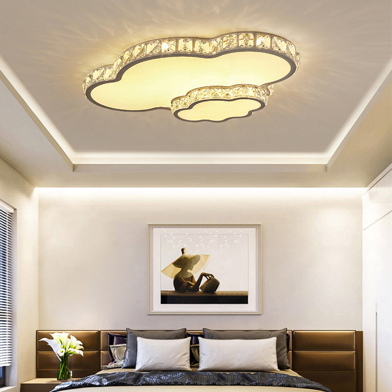 Crystal Geometric LED Flush Mount in Modern Luxury Style Stainless-Steel Ceiling Fixture for Bedroom