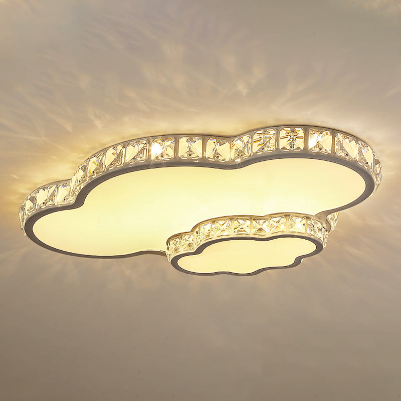 Crystal Geometric LED Flush Mount in Modern Luxury Style Stainless-Steel Ceiling Fixture for Bedroom