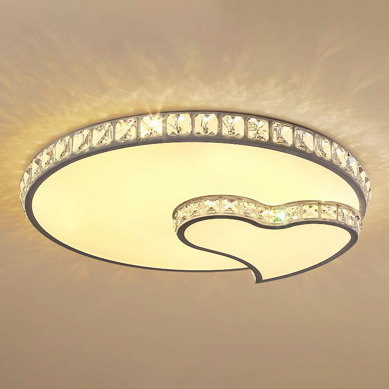 Crystal Geometric LED Flush Mount in Modern Luxury Style Stainless-Steel Ceiling Fixture for Bedroom
