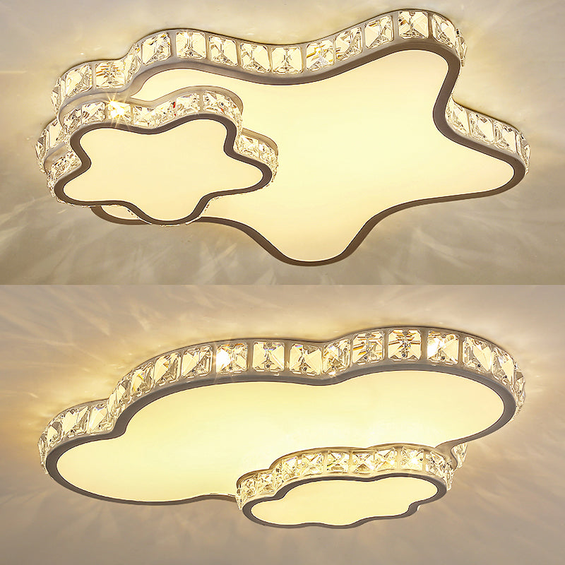 Crystal Geometric LED Flush Mount in Modern Luxury Style Stainless-Steel Ceiling Fixture for Bedroom