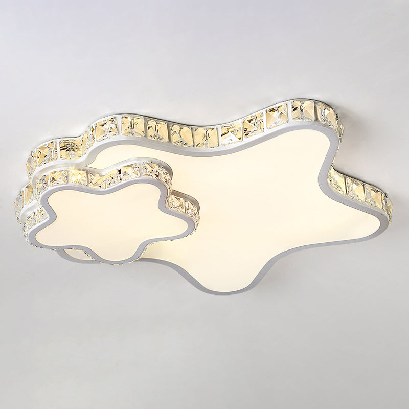 Crystal Geometric LED Flush Mount in Modern Luxury Style Stainless-Steel Ceiling Fixture for Bedroom