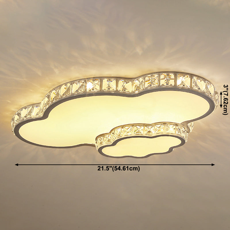 Crystal Geometric LED Flush Mount in Modern Luxury Style Stainless-Steel Ceiling Fixture for Bedroom
