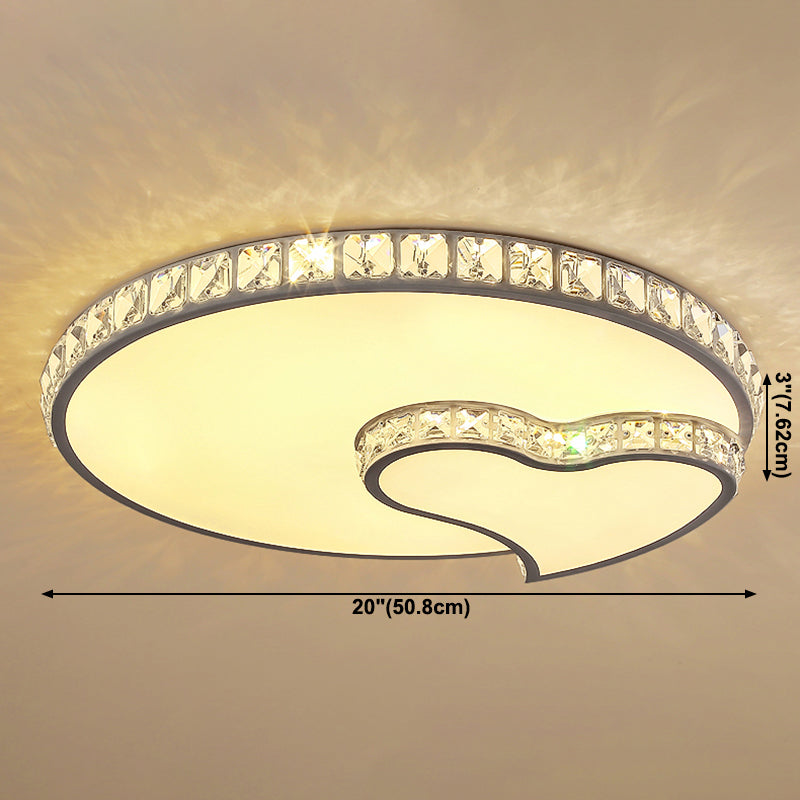 Crystal Geometric LED Flush Mount in Modern Luxury Style Stainless-Steel Ceiling Fixture for Bedroom