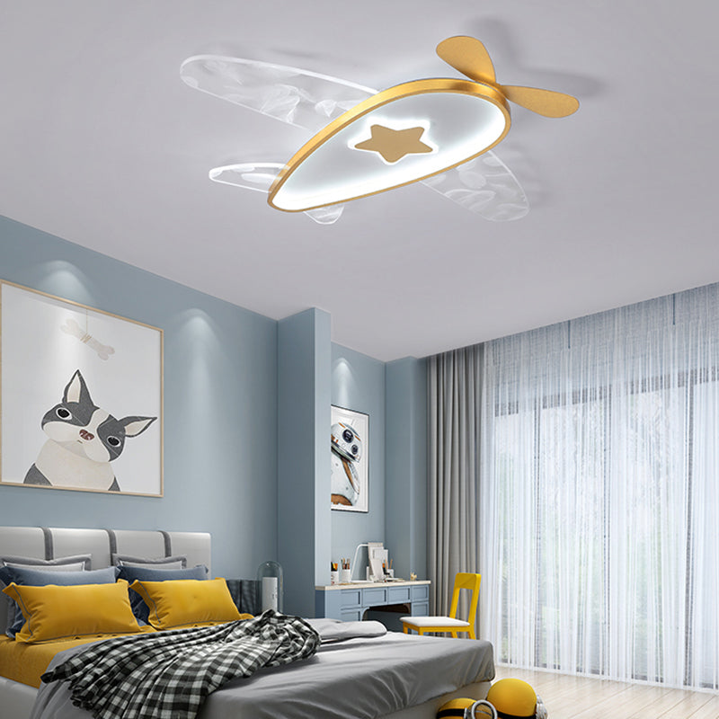 Modern Artistic LED Ceiling Fixture Wrought Iron Feather Flush Mount with Acrylic Shade