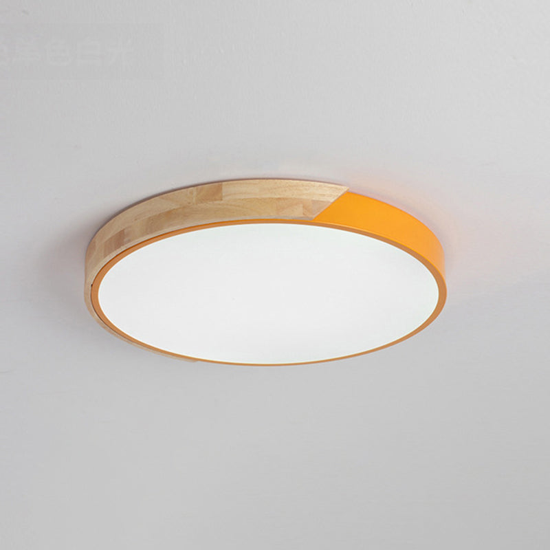 Round Shape Ceiling Lamp Modern Macaroon Iron 1 Light Flush Mount for Living Room Aisle