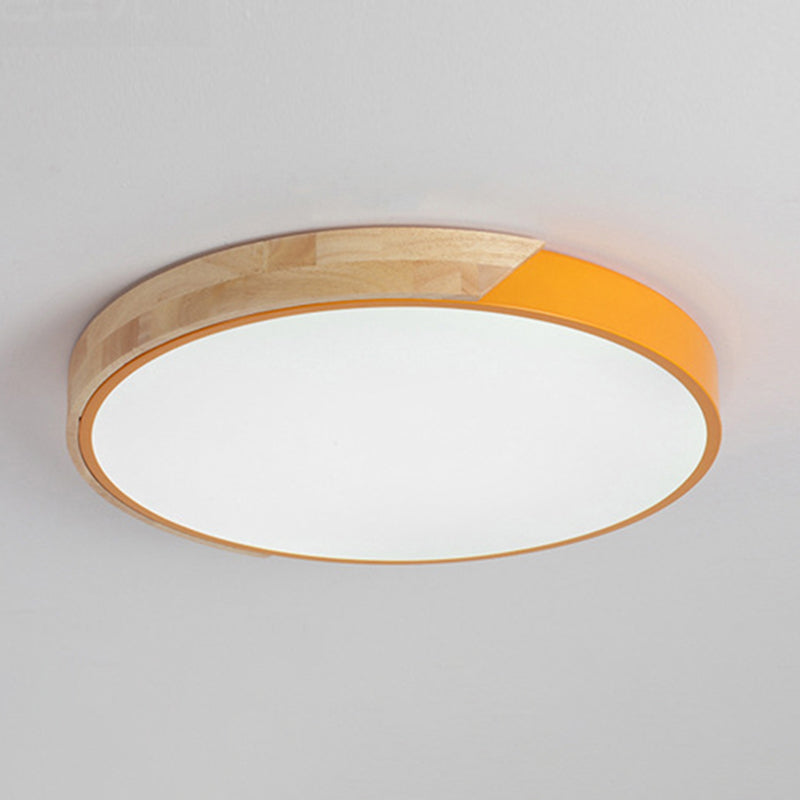 Round Shape Ceiling Lamp Modern Macaroon Iron 1 Light Flush Mount for Living Room Aisle