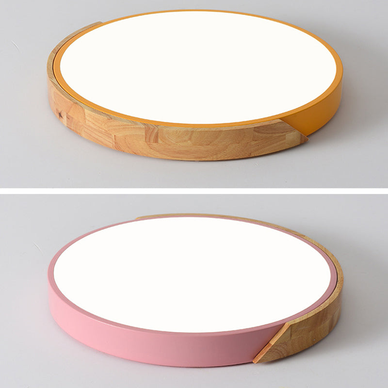 Round Shape Ceiling Lamp Modern Macaroon Iron 1 Light Flush Mount for Living Room Aisle