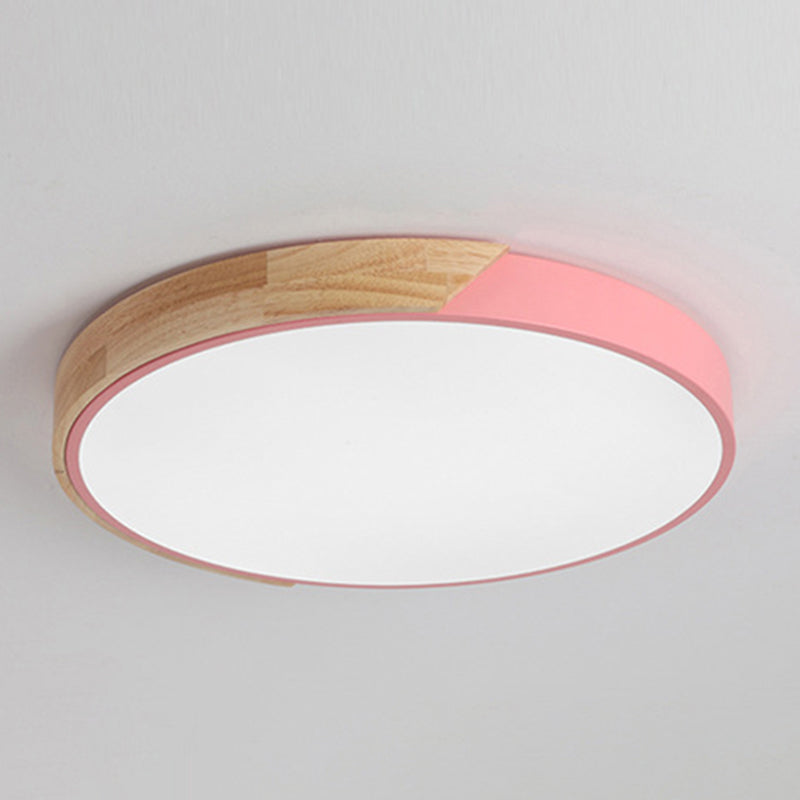 Round Shape Ceiling Lamp Modern Macaroon Iron 1 Light Flush Mount for Living Room Aisle
